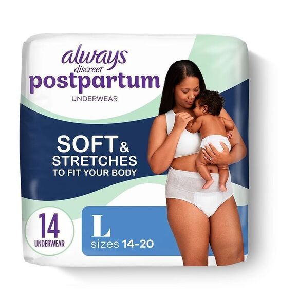 ✨ALWAYS DISCREET Postpartum Sz Large Underwear✨ - Picture 1 of 10